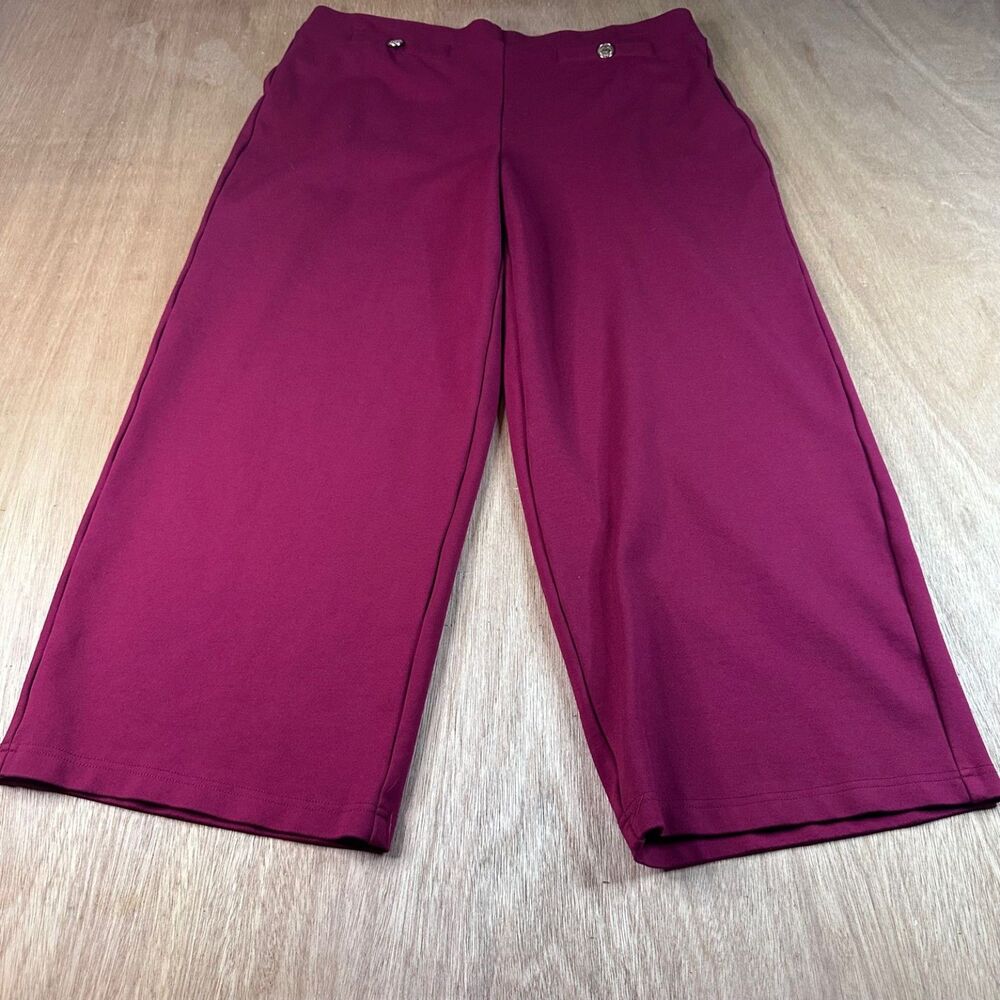 Autres Filles Women’s Dark Red Wide Leg Cropped Pants L/G Stretch Winter Career